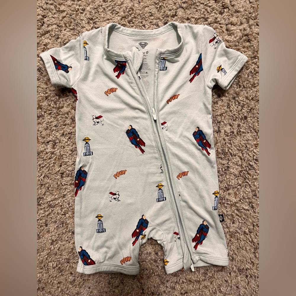 Kyte BABY Superman Print romper 6-12M